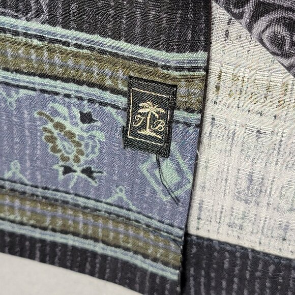 Tommy Bahama Hawaiian Silk Shirt Mens M Black Buttons Resortwear Tribal Tiki - Picture 8 of 15